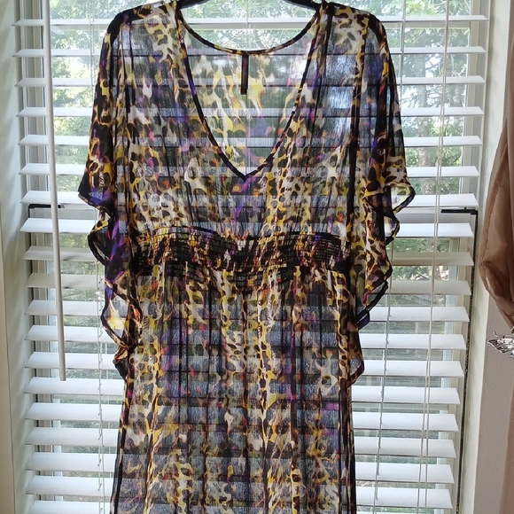 Sheer Leopard V-neck Maxi Cover-up - Picture 1 of 7